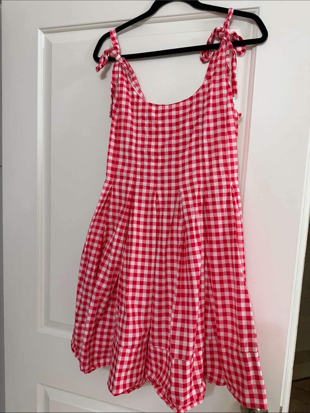 Beach Riot Red/Pink Gingham Tie-Shoulder Sundress - XL